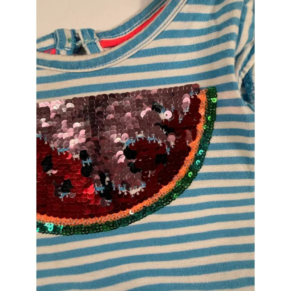 Mini Boden Flip Sequin Watermelon Tiered Dress Size 3-4 Years